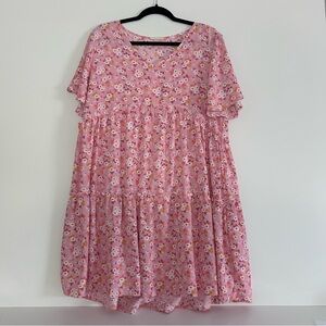 ODDY Like New Pink Floral Boutique Dress - Size Large